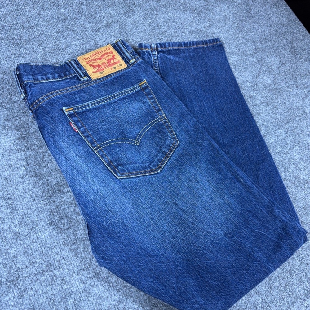 Levis 505 Regular Fit Straight‎ Leg Mens Blue Denim Jeans 38x32 00505-1155